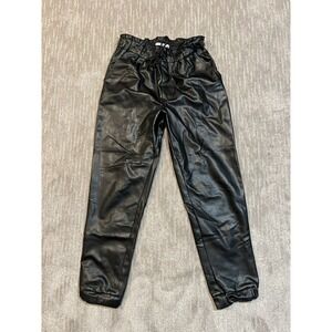 Abercrombie & Fitch Small faux leather joggers black w elastic waistband/cuffs